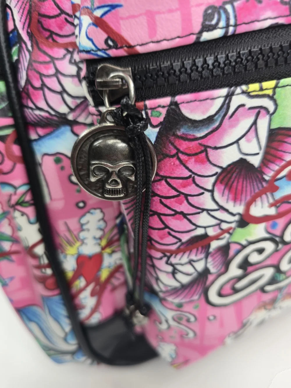 Ed Hardy Love Kills Slowly Tattoo Print Lap Top Backpack Pink Black Skull NWT